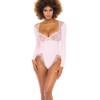 Maria Ribbed Knit & Lace Teddy Crystal Rose MD