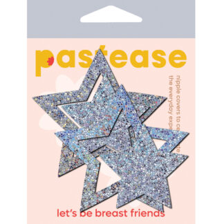 Pastease Premium Glitter Peek a Boob Stars - Silver O/S