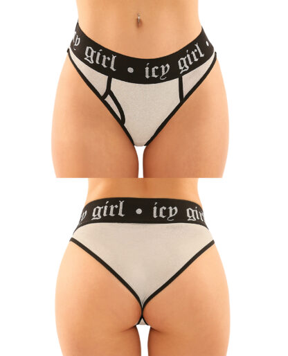 Vibes Buddy Pack Icy Girl Metallic Boy Brief & Lace Thong Black S/M