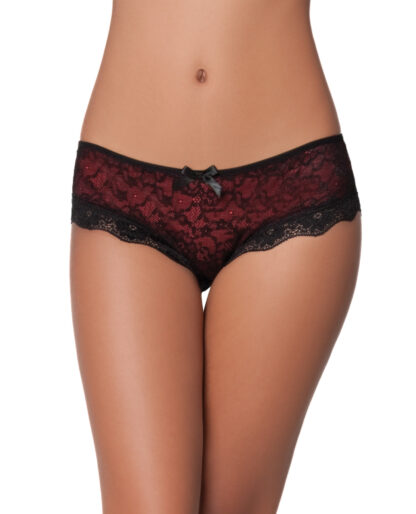Cage Back Lace Panty Black/Red X/L