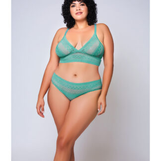 Geometric Lace Bralette & Hipster Teal 2X