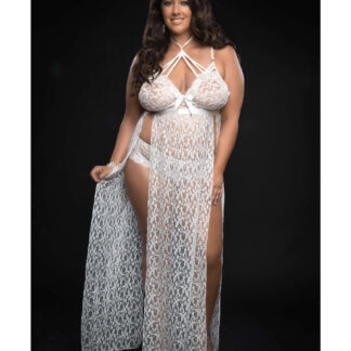 Lace Night Gown w/Lace Panty White QN