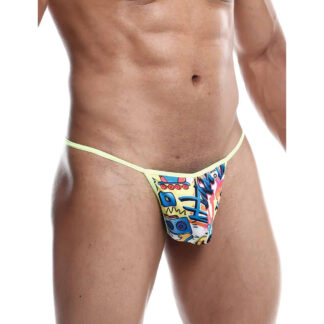 Male Basics Sinful Hipster Wow T Thong G-String Yellow Print LG