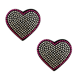 Neva Nude Burlesque Heart N' Soul Crystal Heart Pasties - Pink/Clear O/S
