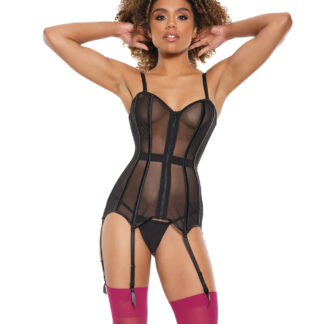 Powernet Fully Boned Corset w/Lace-Up Back Black MD