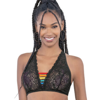 Pride Lace Rainbow Strappy Top Black O/S