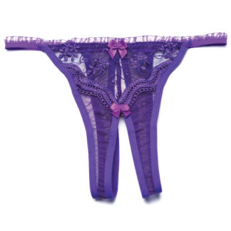 Scalloped Embroidery Crotchless Panty Purple O/S